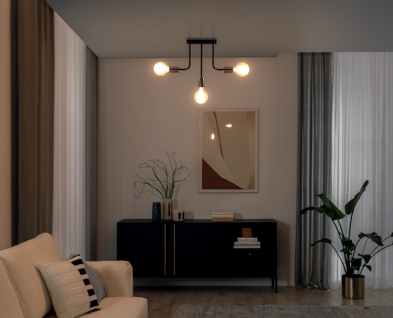 Lustra ELTAP, Indigeo, 48x8x42 cm, 3xE27, 15W, otel, negru - imagine 6